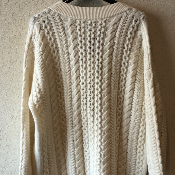 NAADAM wool cashmere boho oversized slouchy chunky cable knit grandpa cardigan - Picture 5 of 8